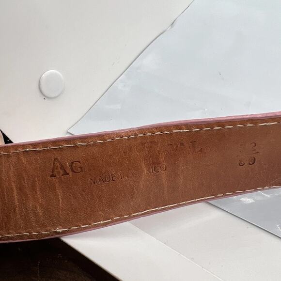 Aguila Real Leather Pink Caiman Tail Embroidered Flowers Belt Rare Size 32‎ - Picture 2 of 16